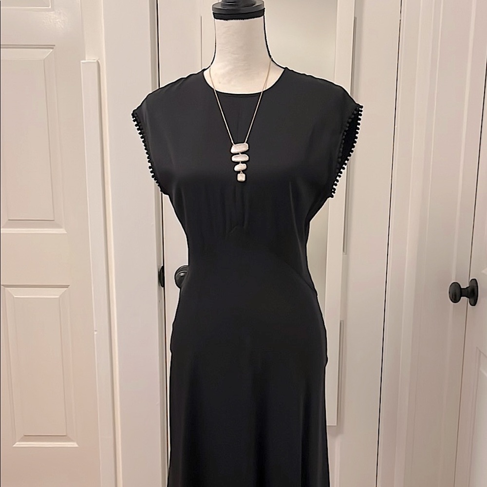 Black Silk Spandex Maxi Dress by AYR Sleeveless Bias Cut From Bodice Size Small